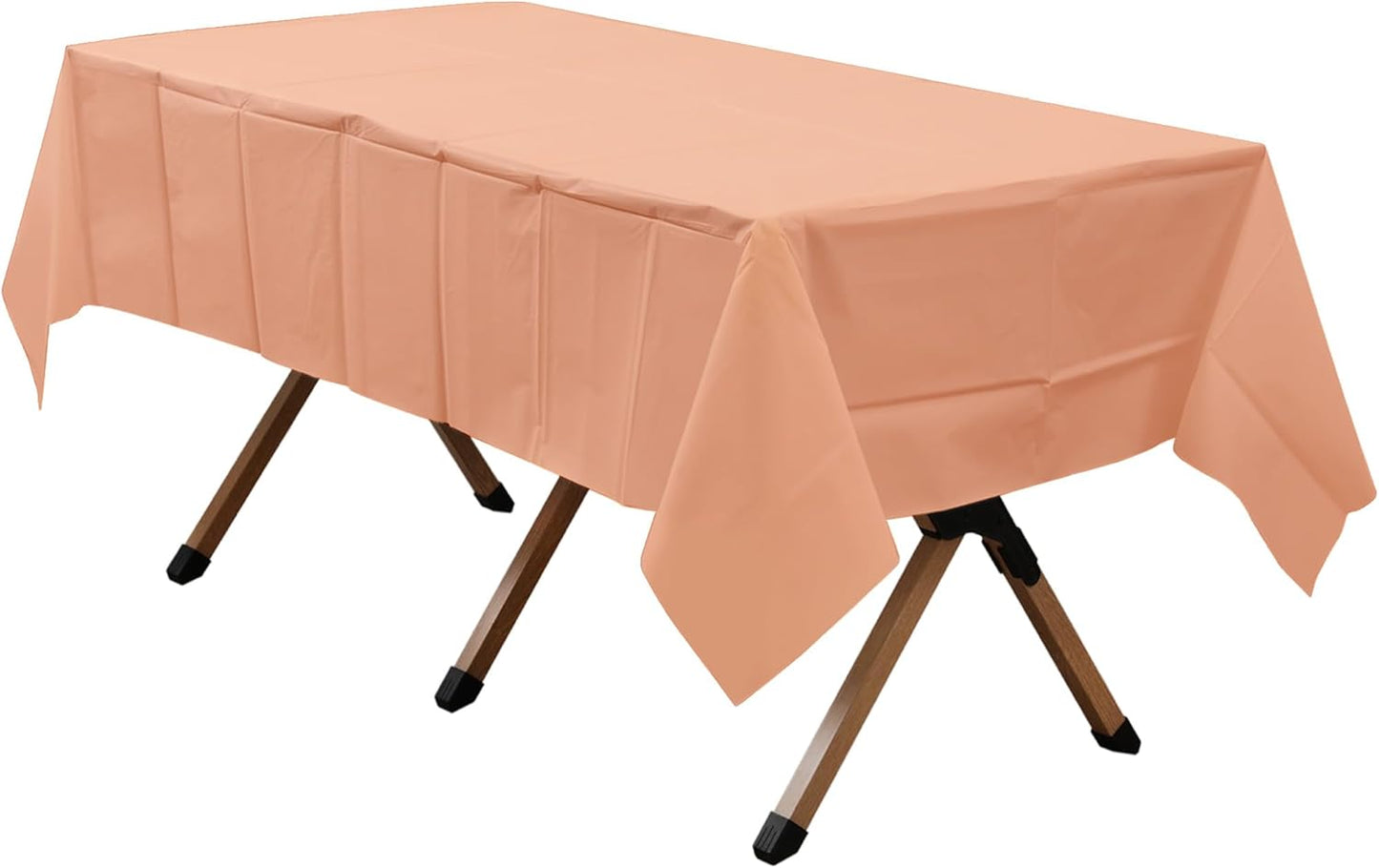 2 Pack Peach Premium Plastic Tablecloth Rectangle 54 x 108 Inches Reusable Rose Gold Peach Decorative Table Cover for Dining, Wedding, Party, Indoor and Outdoor use