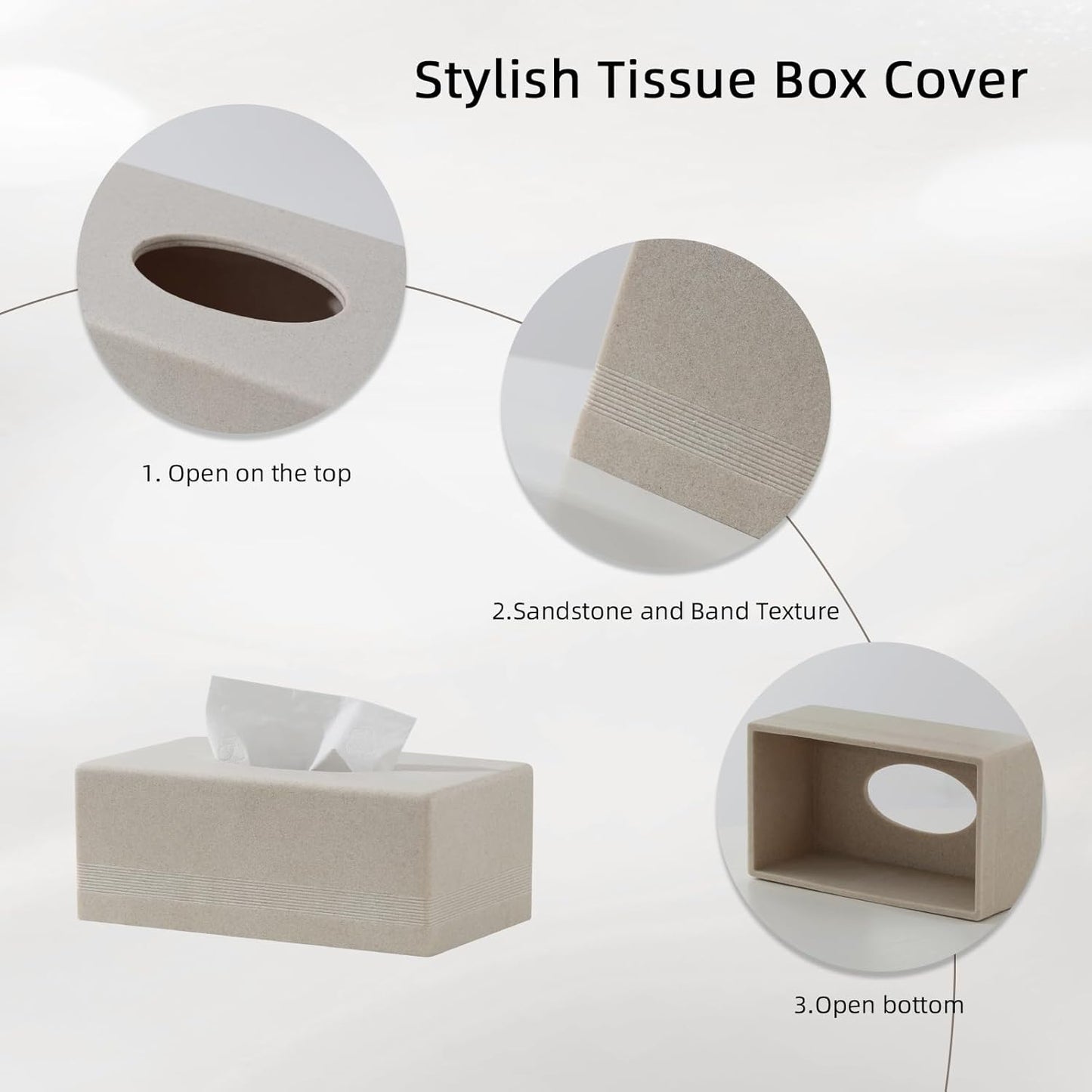 Tissue Box Cover Rectangle, Resin Facial Tissues Holder Covers Rectangular Toilet Paper Holder Case Dispenser Home Decorative for Bathroom Kitchen Bedroom Living Room Office (Beige)