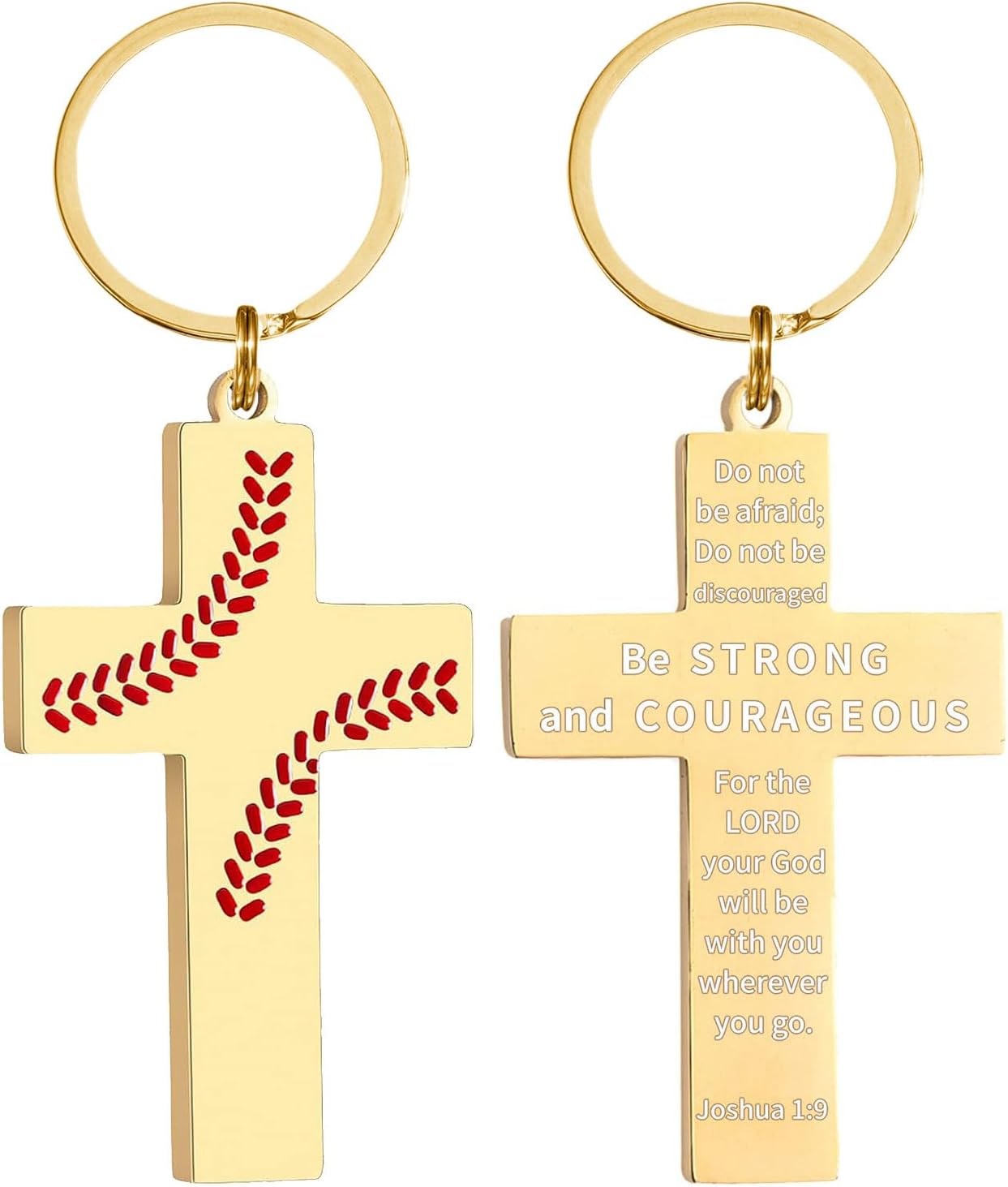 Football/Baseball/Soccer/Basketball Cross Keychains for Men First Communion Baptism Confirmation,Mens Gifts