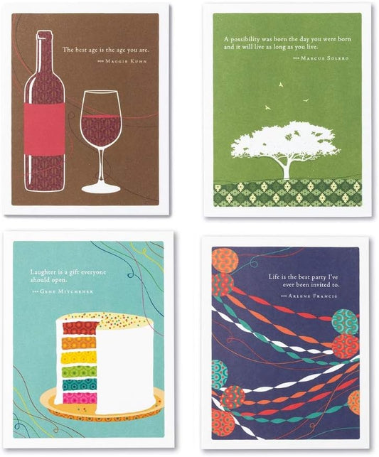 Compendium Positively Green 4-Pack of Birthday Cards - Birthday Delights