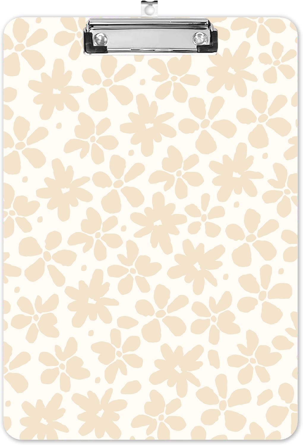 Fashion A4 Clipboard, Standard Letter Size 9" x 12.5", Decorative Wooden Clipboard with Low Profile Metal Clip for Office, School, Teachers, and Students, Beige Flower