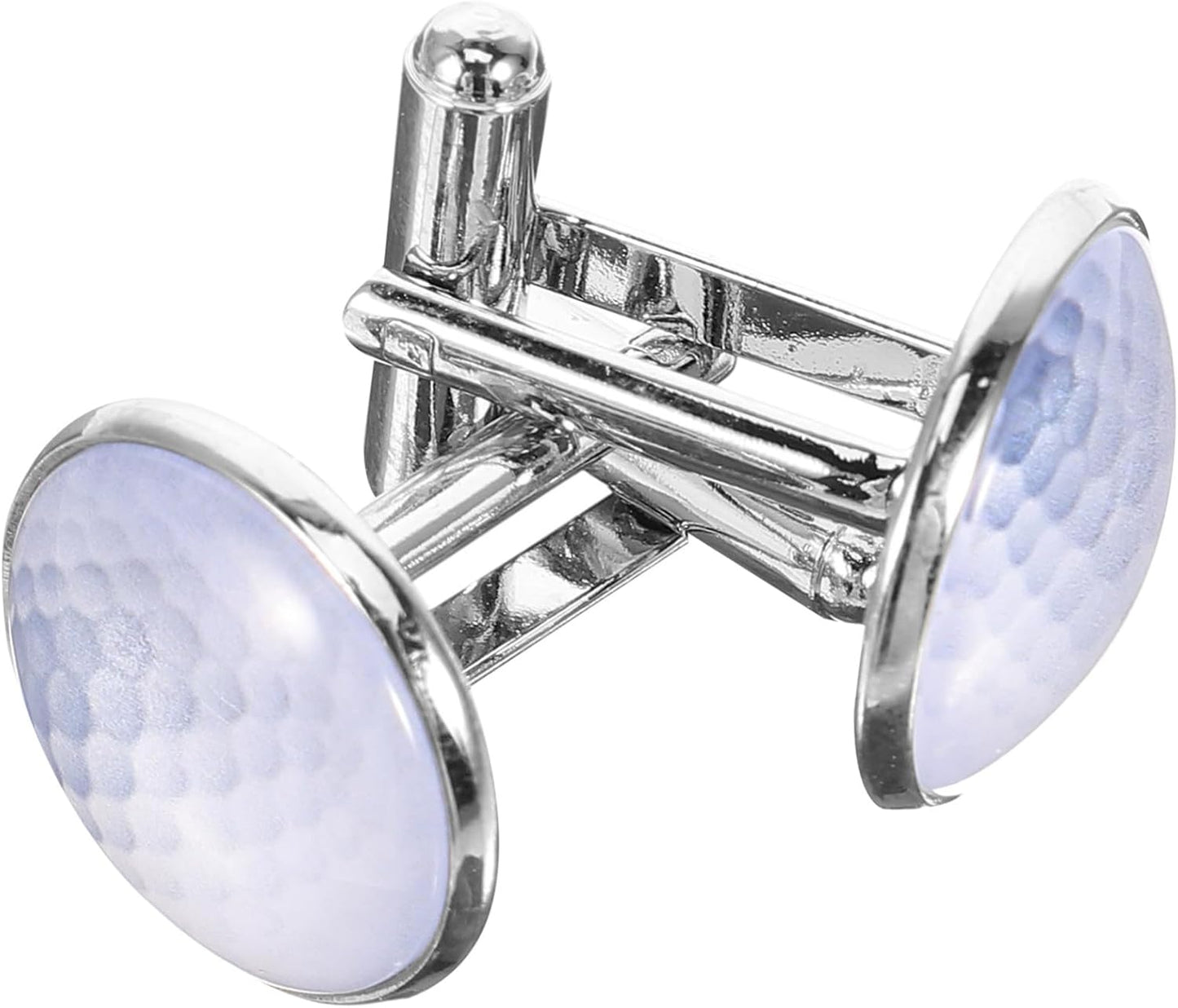 Golf Ball Cufflinks for Men Metal and Glass Suit Accessory Groom Wedding Shirt Studs Stylish Silver Tone Tuxedo Jewelry Easy to Use for Formal Occasions