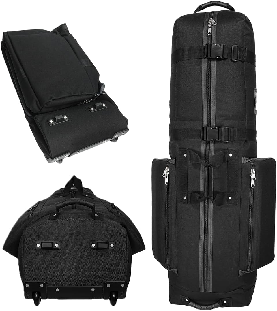 CaddyDaddy Constrictor Soft-Sided Golf Travel Bag Cover with Thick Dense Foam Padded Top 1 Year Full Travel Bag Replacement Coverage | Wheels & Lockable Zippers Case for Transporting Clubs on Airlines