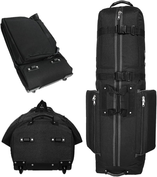 CaddyDaddy Constrictor Soft-Sided Golf Travel Bag Cover with Thick Dense Foam Padded Top 1 Year Full Travel Bag Replacement Coverage | Wheels & Lockable Zippers Case for Transporting Clubs on Airlines