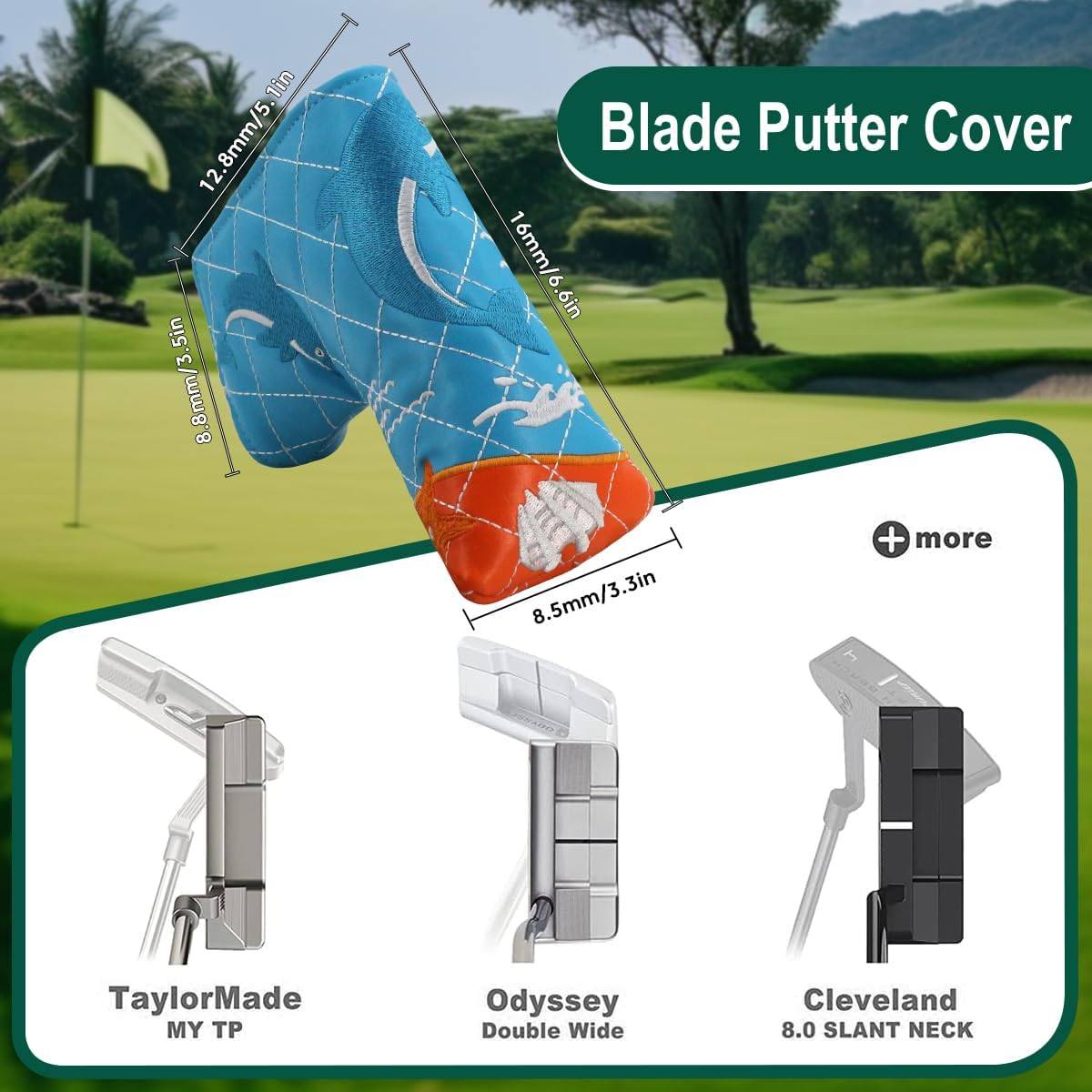 Golf Head Covers Blade Putter Cover Headcover Magnetic Closure Embroidered Fit for Most Brands Scotty Cameron Odyssey Blade Taylormade Ping ect.