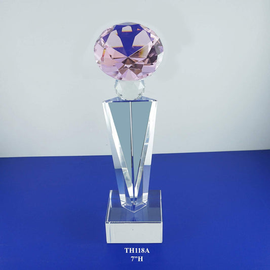 Optical Crystal Glass Diamond Trophy Awards Recognition Achievement Reality Personalized Custom Laser Etched Engraving Trophy