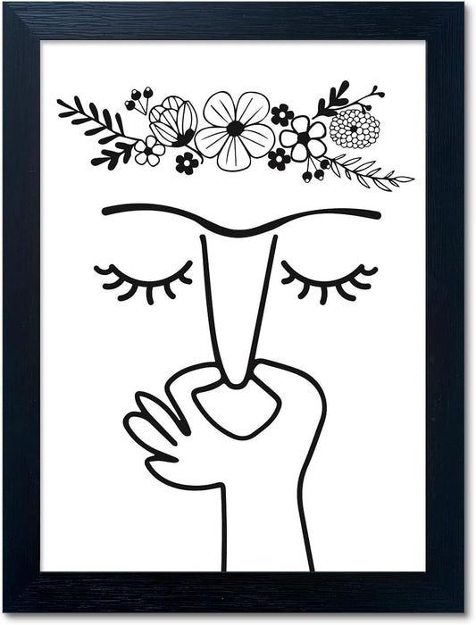 Black and White Bathroom Wall Art - Framed Funny Decor for Guest Toilet - Modern Minimalistic Canvas Print Sign - Humorous Artworks