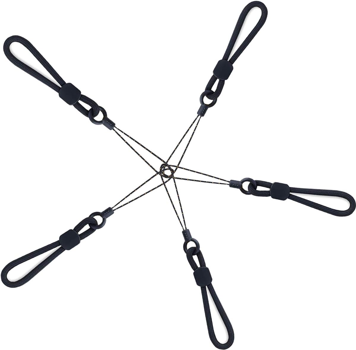 YOUOWO Ring Lanyards Black Finger Strap 5 Pack Short Rope Small Lanyard,For Phone Cases Keys Keychain USB Flash Drive CellPhone iPod ID Card Badge Camera