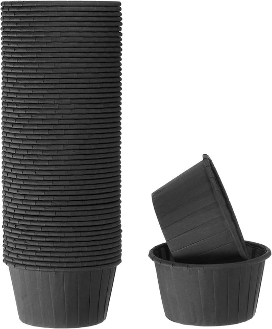 HARFINGTON 50Pcs Cupcake Baking Cups 3.5oz Standard Size Paper Cupcake Liners Greaseproof Wrappers Disposable for Wedding Birthdays Christmas Dessert, Black