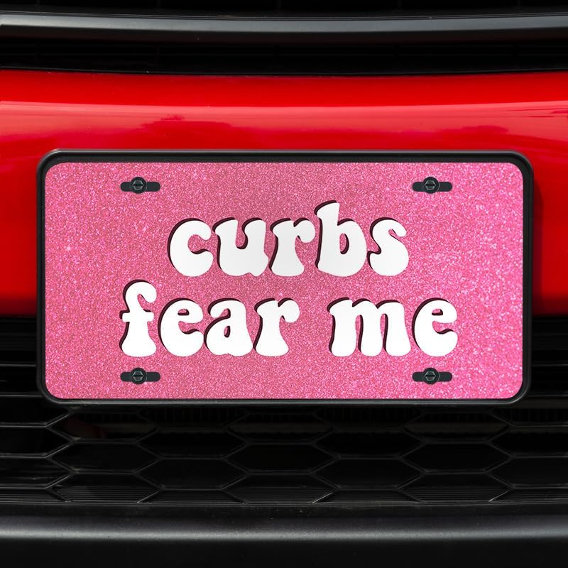 Unique Vanity License Plates | 16 Individual Designs | 3 Sizes (Automobile, Golf Cart, Motorcycle/Bike) | Made in U.S.A. | Custom Car Tags (Curbs Fear Me, Motorcycle/Bike (6" x 3"))