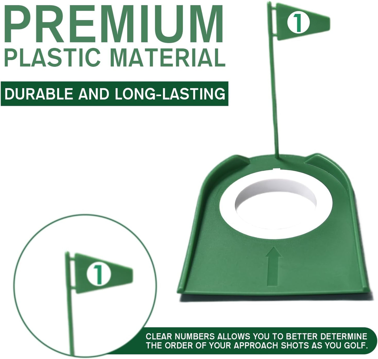 9 Pack Golf Putting Cups with Flags, Plastic Golf Training Aids with Golf Ball Retriever, Putting Training Hole Set for Indoor Outdoor