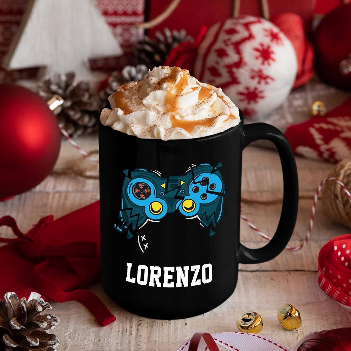 Personalized Choose Name Coffee Mug, Custom Pro-gamer Black Ceramic 11 Oz & 15 Oz, Video Console Gamer Gaming Travel Mug