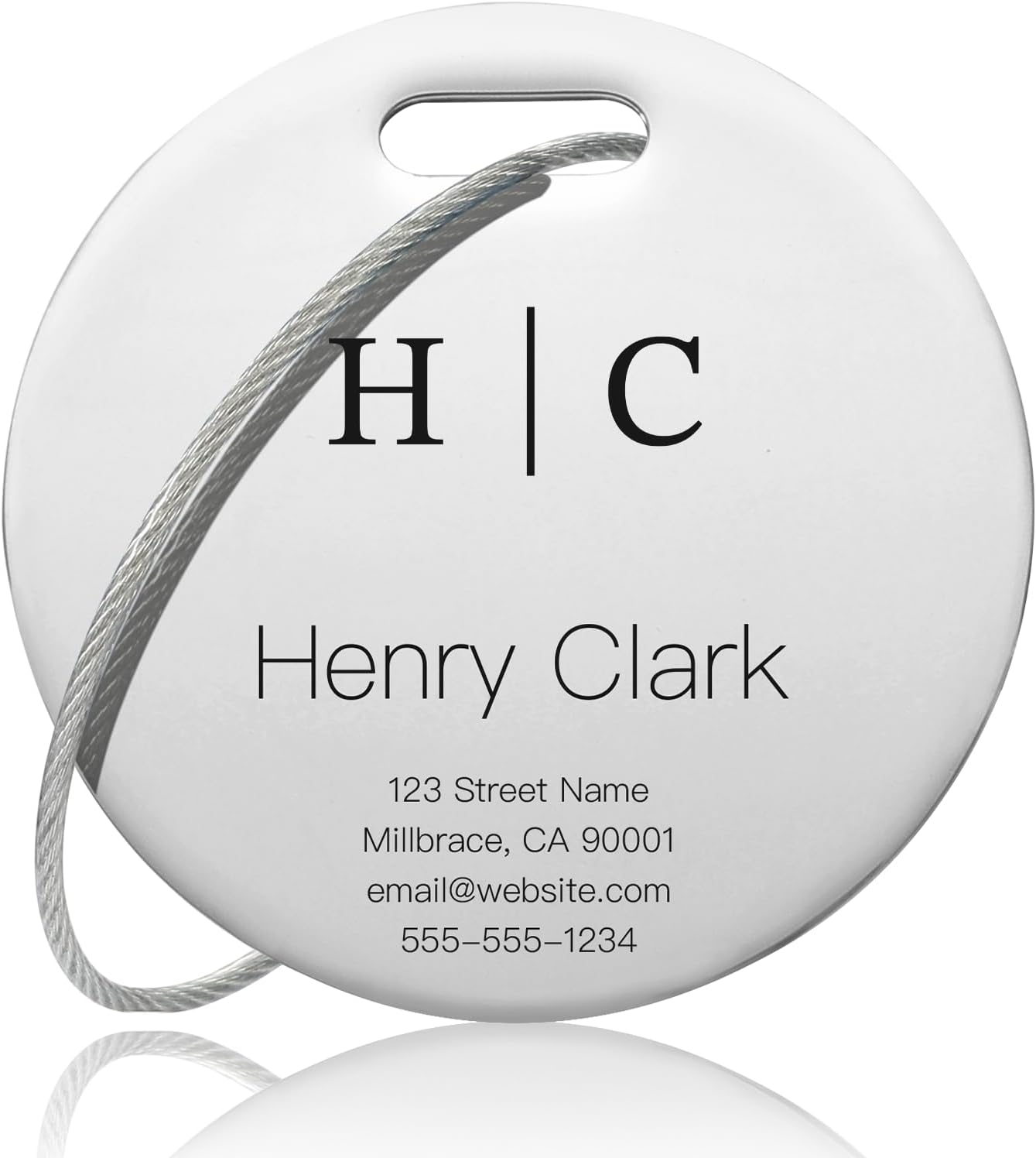 Personalized Luggage Tags for Suitcases - Stainless Steel Custom Luggage Tags for Backpacks & Bags, Sturdy, Waterproof & Heavy Duty (Silver/Round)