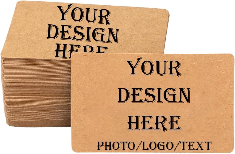Custom Kraft Paper Business Cards with Your Logo Personalized Kraft Cards Add Photo/Text/Logo Print Your Own Business Cards On Front and Back Sides-100pcs