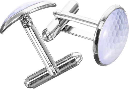 Golf Crystal Glass Gemstone Cufflinks for Men Suit Silver Metal Business Shirt Accessories Unique Tuxedo Decoration Gift for Groom Wedding and Formal Occasions