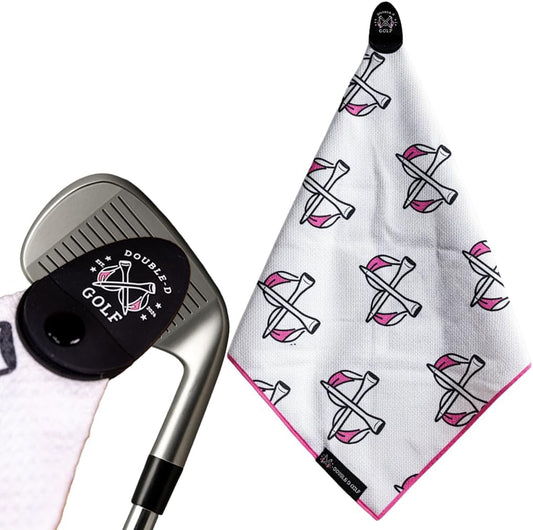 Magnetic Golf Towel Supporting Breast Cancer Research | 10% Profit Donation | 29” Waffle Microfiber | Removable High-Strength Magnet | Ultra Absorbent | Durable for Clubs & Balls