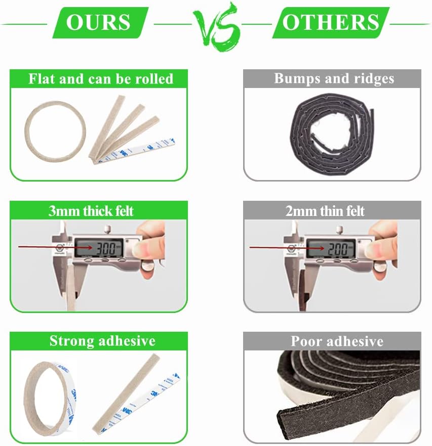 Furniture Felt Pads Strips 20pcs Pack 1/2 x 6 Inches Self Adhesive Beige Furniture Pads Anti Scratch Felt Pads Heavy Duty 3mm Floor Protector for Chair Feet for Hardwood Floor