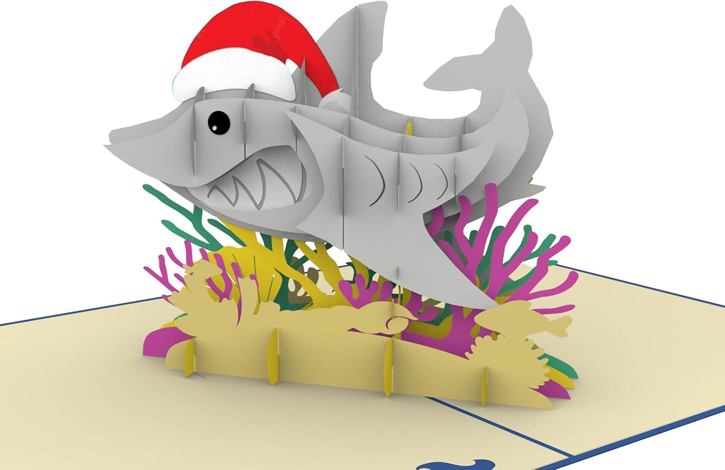 iGifts And Cards Santa Jaws: Ho-Ho-Holy Shark - 6"X8" 3D Pop-Up Christmas Card with Matching Notecard and Envelope, Fun & Festive Holiday Greeting, Hilarious Shark Lovers Gift, Unique Xmas Present