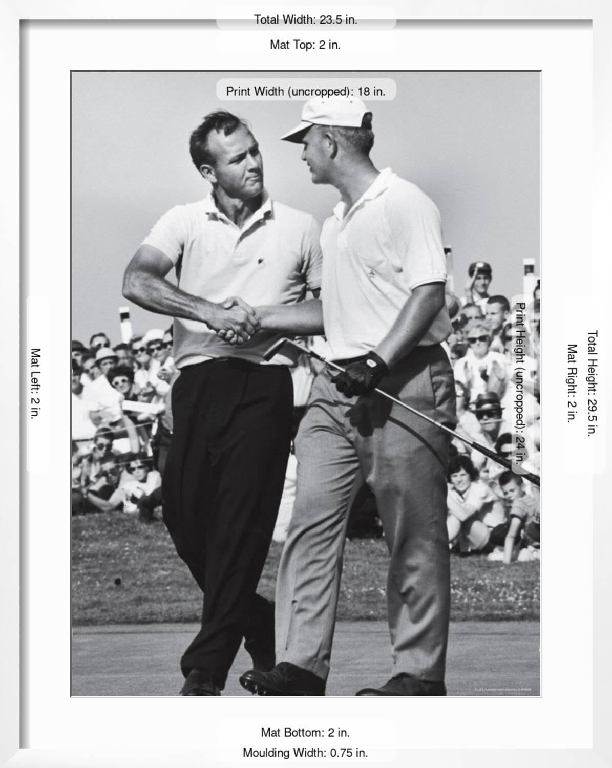 ART.COM Wall Premium Photographic Print Golfer Jack Nicklaus and Arnold Palmer During National Open Tournament on White Frame by John Dominis, 23" x 29"