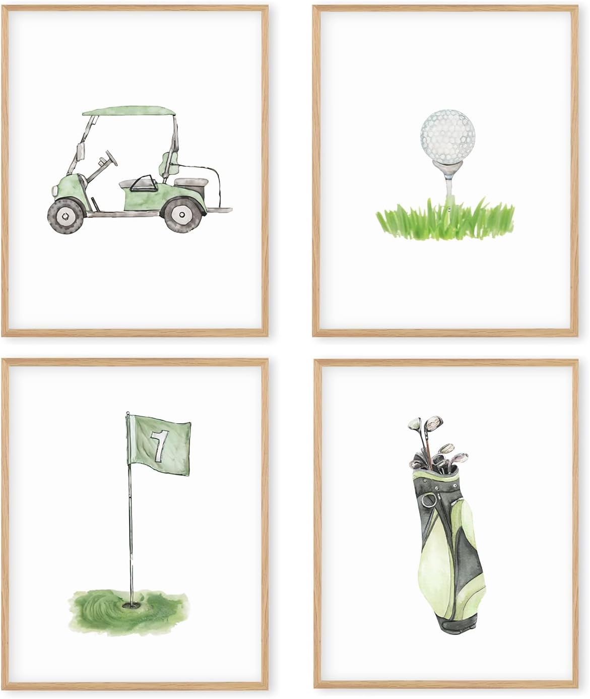 Boat Wades Golf Nursery Decor Unframed Wall Art Prints,Golf Flag Posters & Prints For Home Boy Room Decor,Green Sports Nursery Posters Pictures 8x10 Set Of 4
