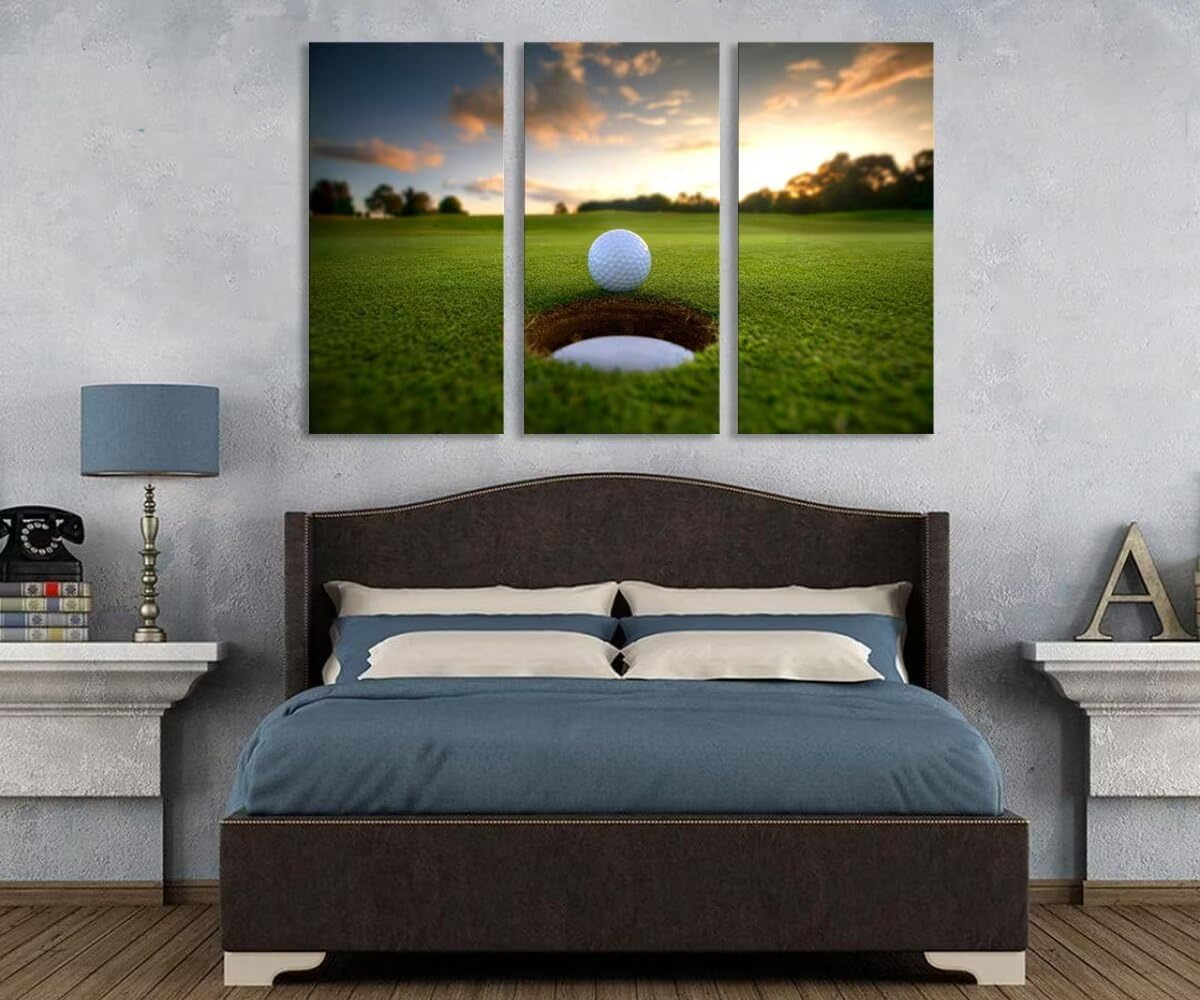Golf Course Canvas Wall Art for Living Room Bedroom Home Decorations Golf Wall Decor for Office Golf Course Pictures Posters Framed Artwork Canvas Prints Ready to Hang(20''W x 40''H x3)