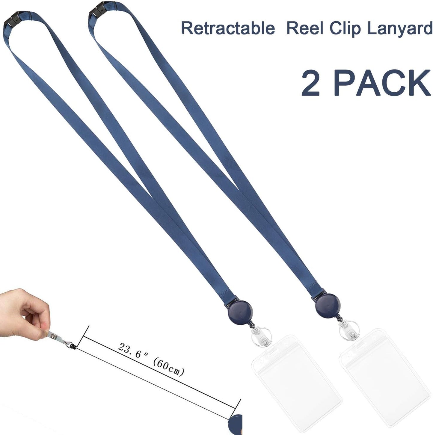 YOUOWO Retractable Badge Holder with Lanyard,Breakaway Safety Lanyards with id Badge Holders Vertical,Retractable id Badge with Clip,Punched Zipper Waterproof,Pack of 2