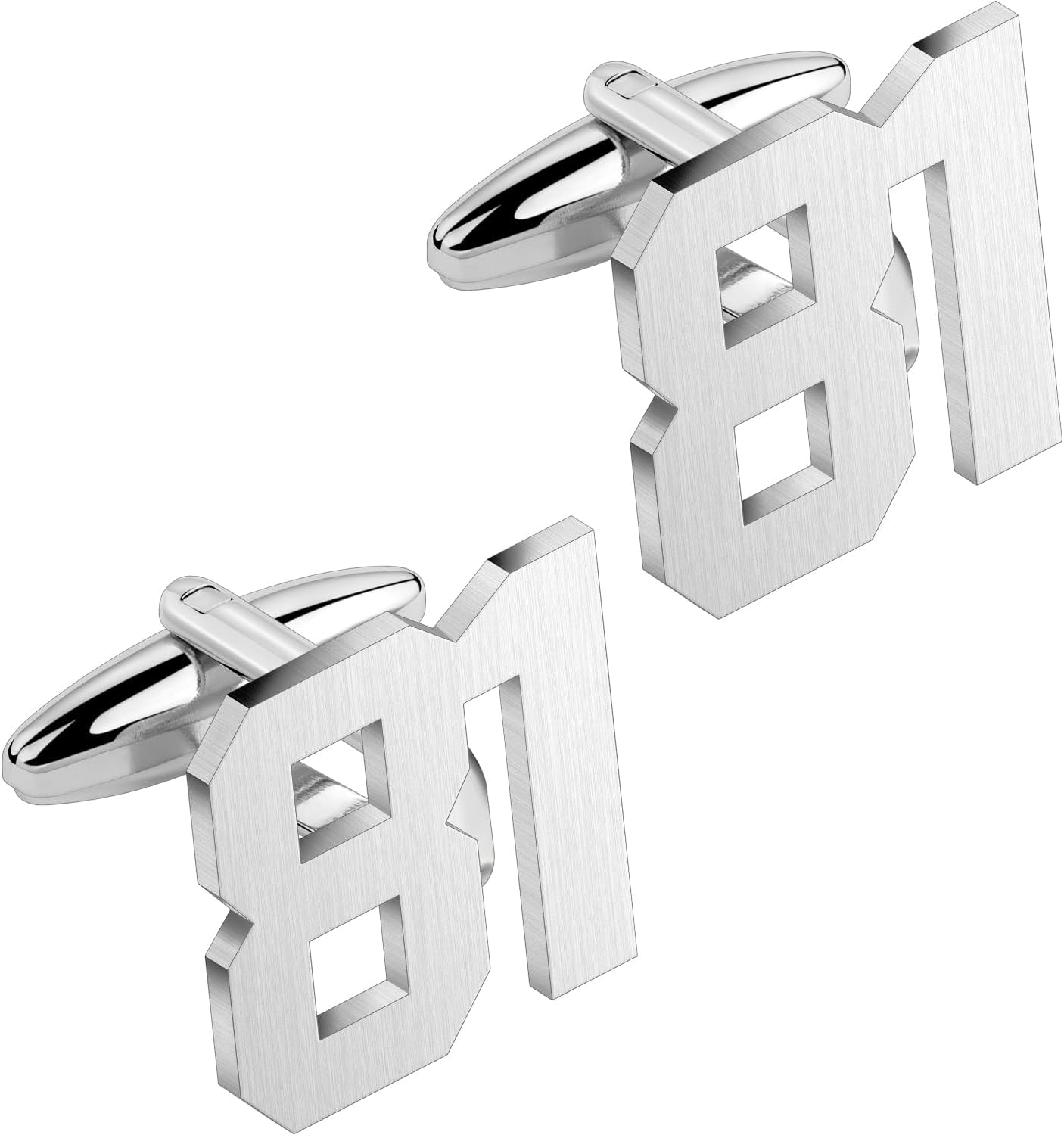AMITER Mens Cufflinks with Number, Classic Silver Personalized Cuff Links for Men, Sport’s Day Casual or Formal Shirts