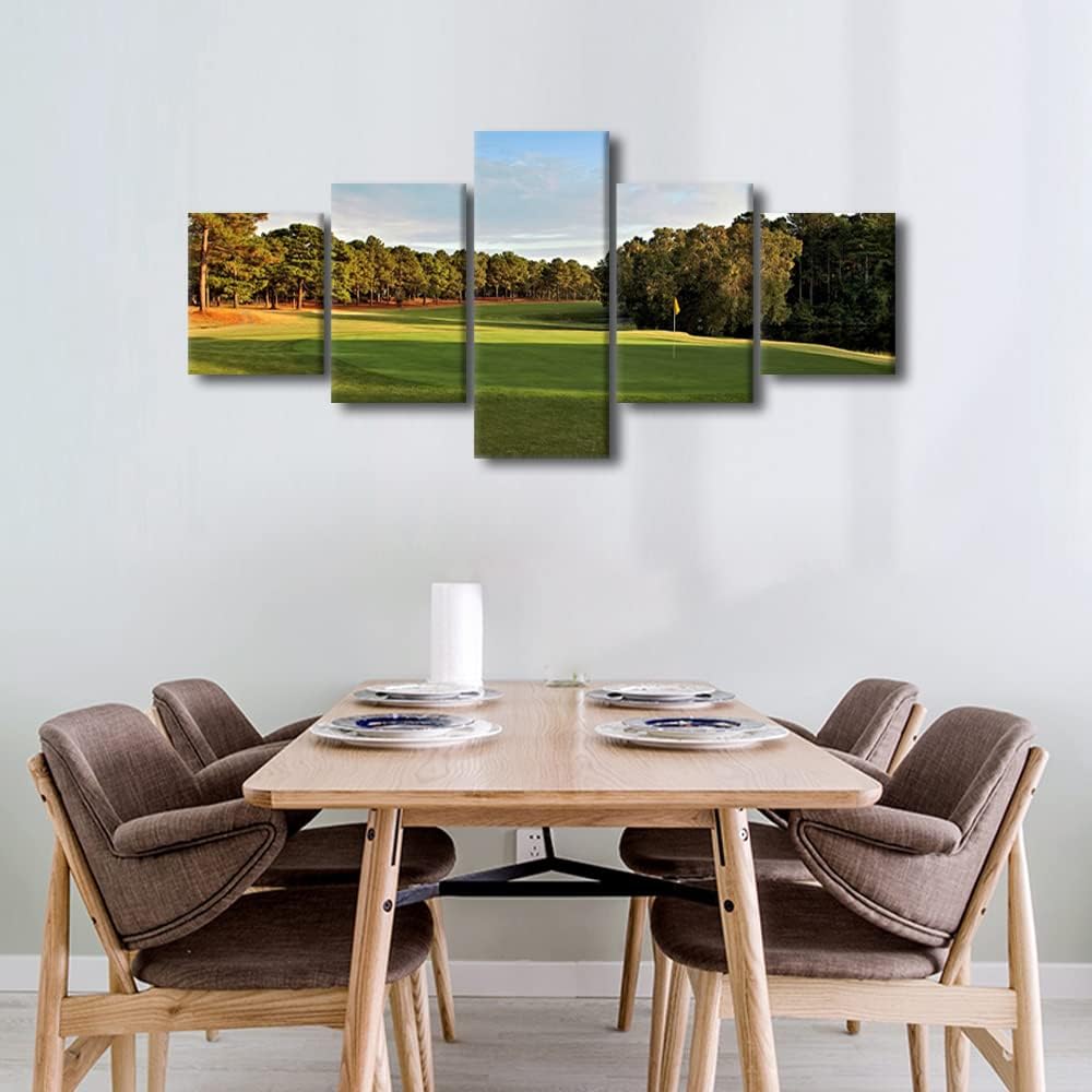 5 Piece American Golf Wall Art Pinehurst No.2 Course Canvas United States North Carolina Wall Art Wall Decor Wall Decor Green Golf Course Poster for Home Office Decor Ready to Hang - 50"W x 24"H