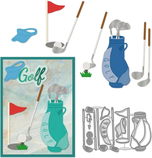 WADORN Golf Metal Cutting Dies, Golfing Theme Carbon Steel Cut Stencils for Scrapbooking Card Making Embossing Stencil Die Cuts Sport Theme Cutting Embossing Stencil for DIY Album Card Paper Craft