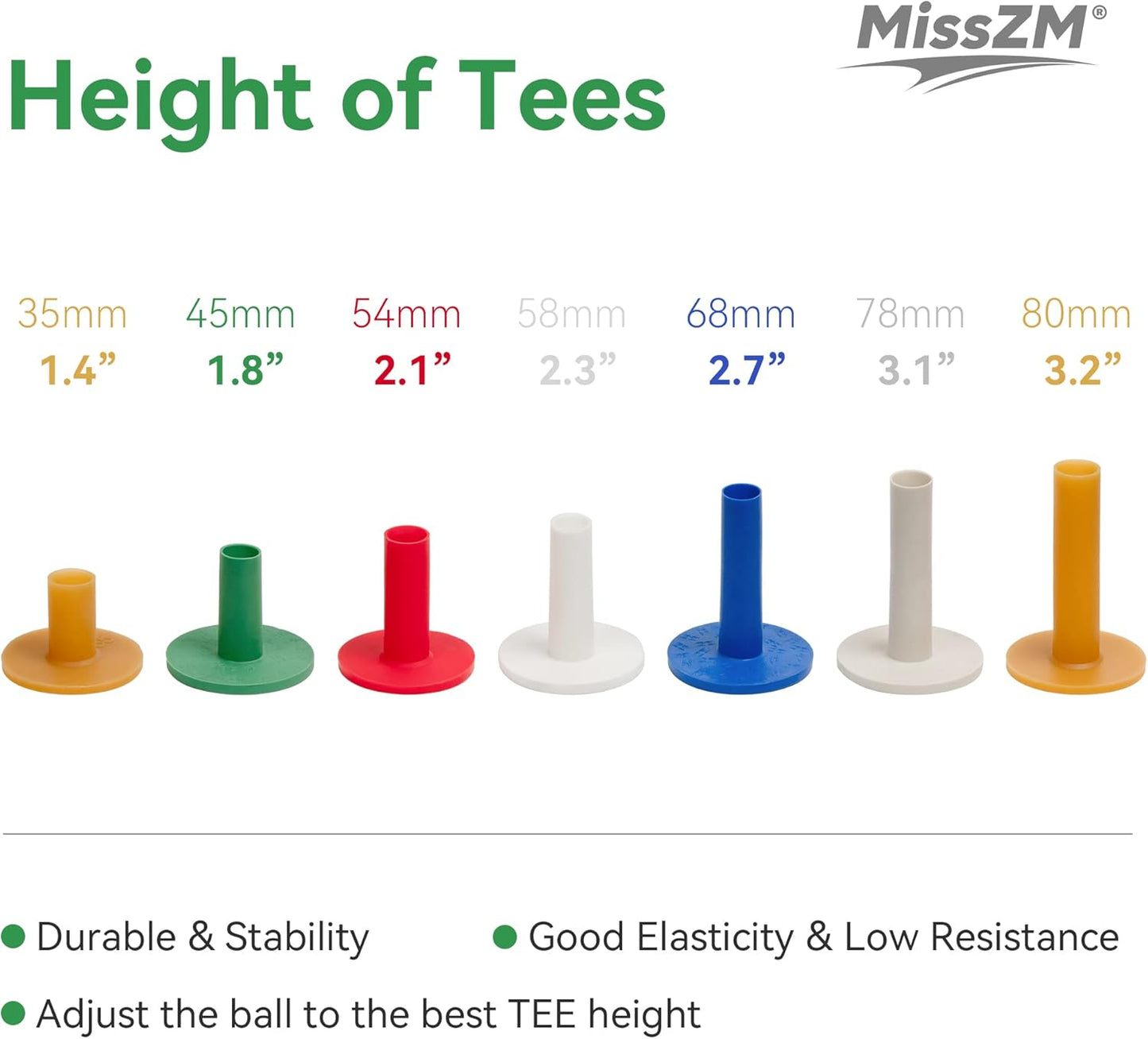 Golf Rubber Tees Practice Training, Driving Putting Chipping Range Mixed Size, Excellent Effect Used with Golf mats and Golf nets, Suitable for Indoor Outdoor Backyard Home Office