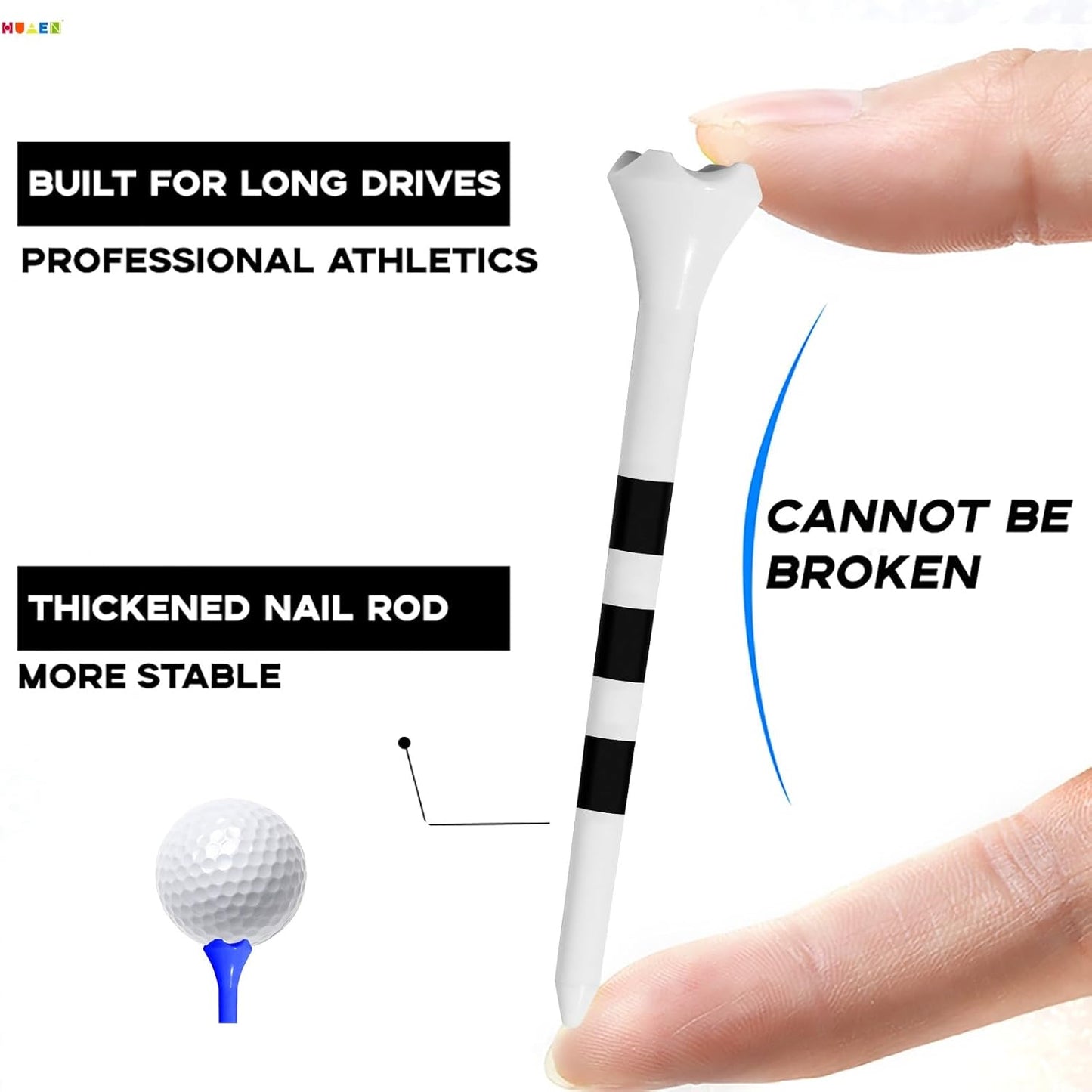 Plastic Tees 100 Pack, 3-1/4 INCH Unbreakable Long Tee, Engineered to Minimize Friction and Side Spin