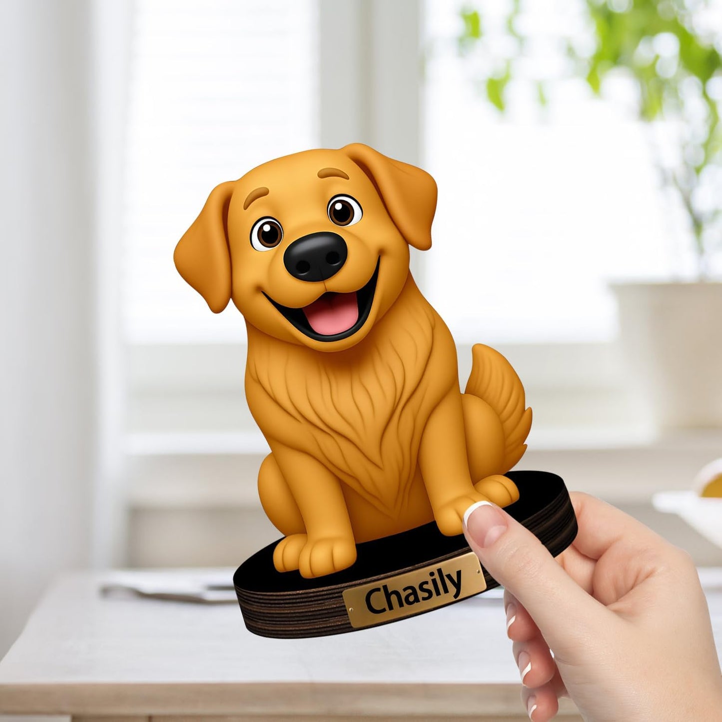 Personalized Pet Cartoon Photo Sculpture Ornament Custom Name 2D Acrylic Desk Photo Figurine Decor Gift for Cat Dog Owner Family Birthday Xmas Anniversary (Style 3)