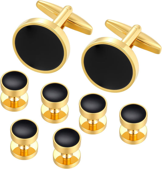 Cufflinks for Men and Tuxedo Shirt Studs Set with Gift Box Stainless Steel Cuff links