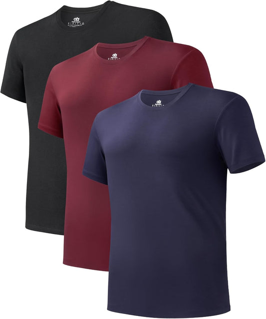 DAVID ARCHY Men's Undershirt Bamboo Rayon Moisture-Wicking Crewneck T-Shirts Stretch Tees for Men, 3 or 5 Pack