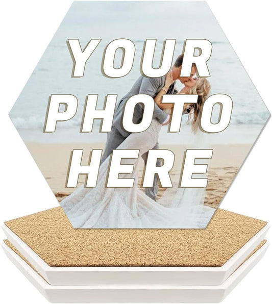 Custom Coasters, Personalized Ceramic Coasters for Crafts, Customized Drink Coaster with Your Photo, Text and Logo, for Weddings, Bars, Homes, Offices