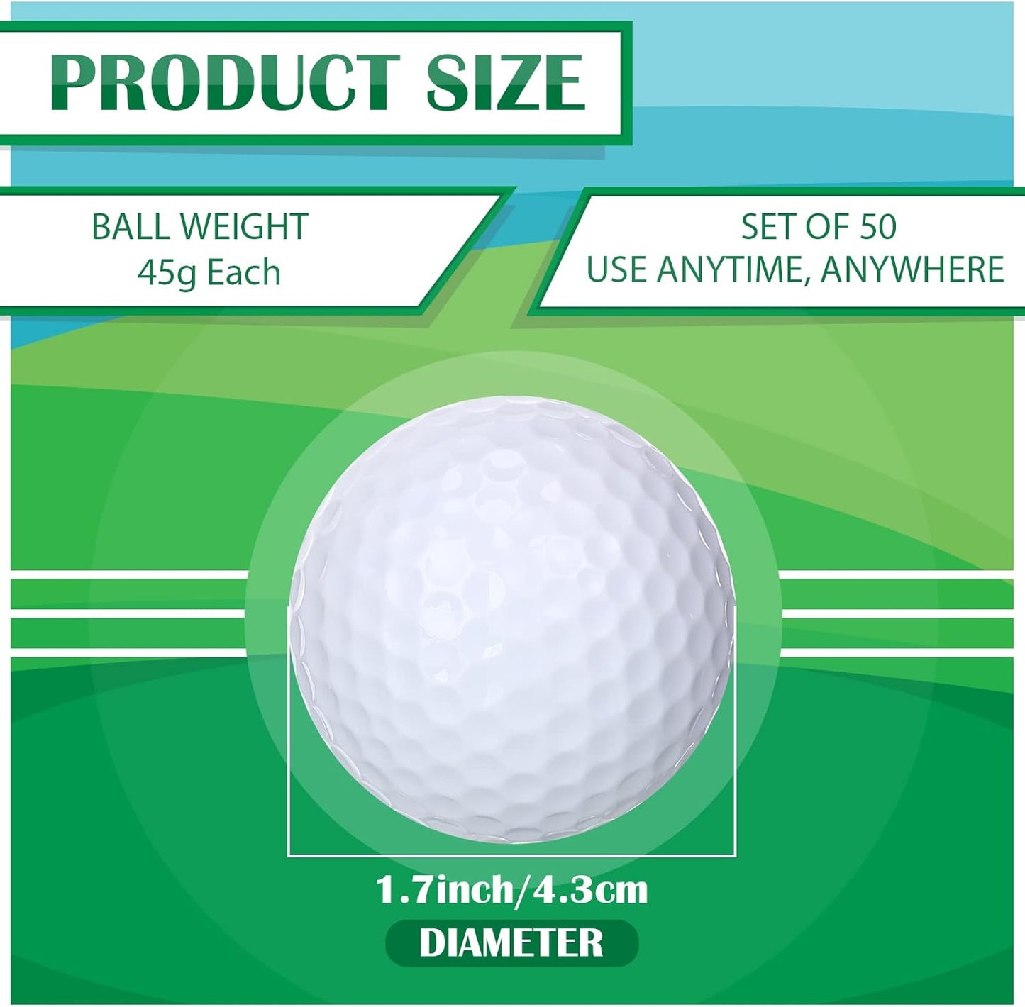 Jerify Practice Golf Balls Bulk 45g Solid Rubber Golf Training Balls High Bounce Performance for Hit Away Swing Driving Range Indoor Outdoor Training