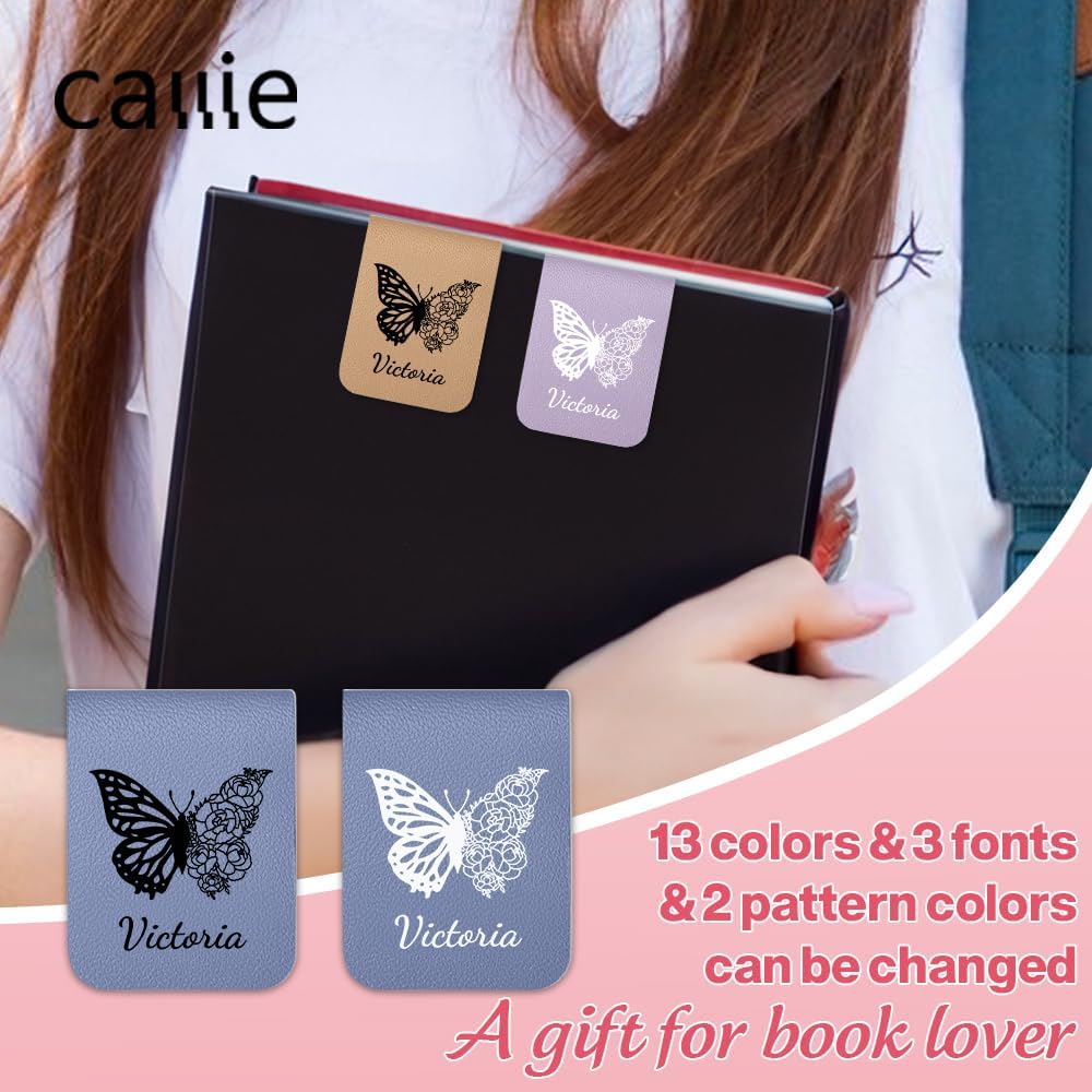 CALLIE Personalized Magnetic Bookmark Clip – Custom Name Reading Gifts for Book Lovers, Birthday Teacher's Day Christmas for Bookworm Gifts (Butterfly)