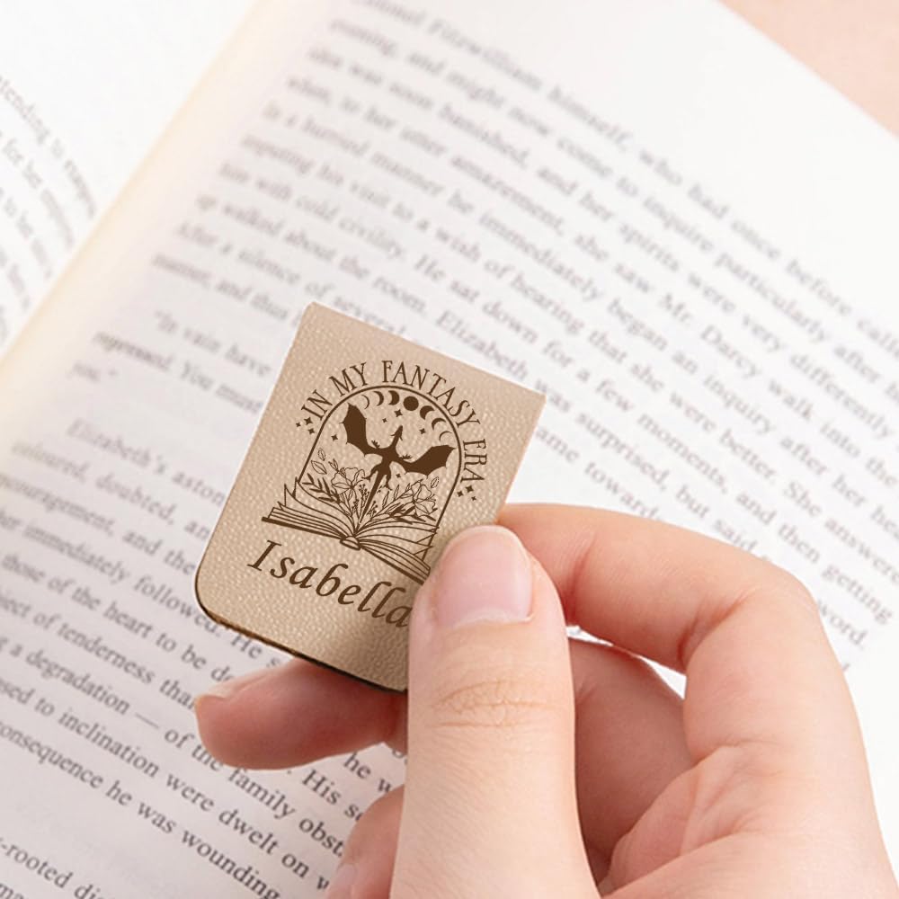 CALLIE Personalized Magnetic Bookmark Clip – Custom Name Reading Gifts for Book Lovers, Birthday Teacher's Day Christmas for Bookworm Gifts (Fantasy Book Dragon)