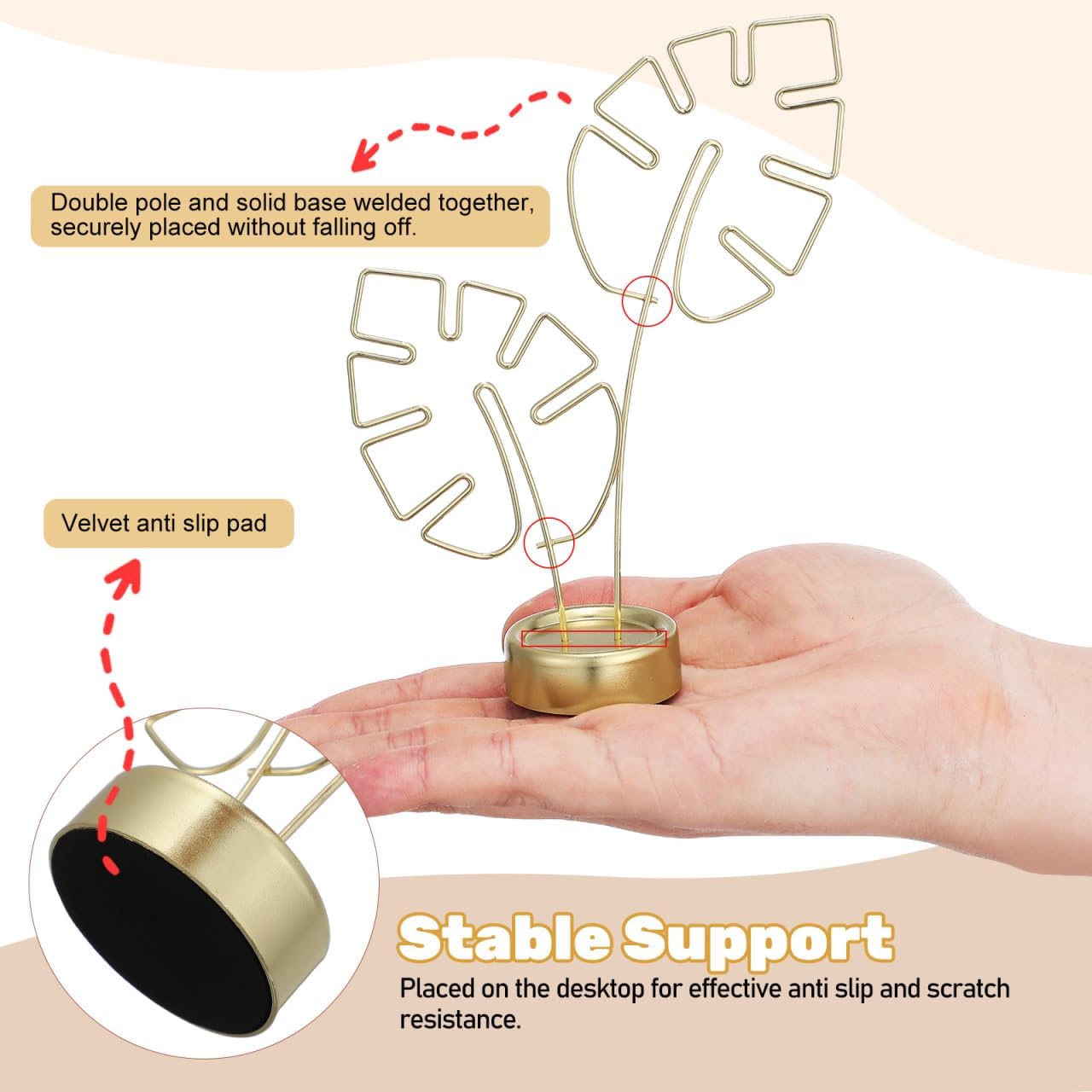 NUOBESTY Gold Card Clip Holder Turtle Leaf Shapes Photo Display Stand Memo Note Message Cards Display Pick Stand for Home Party