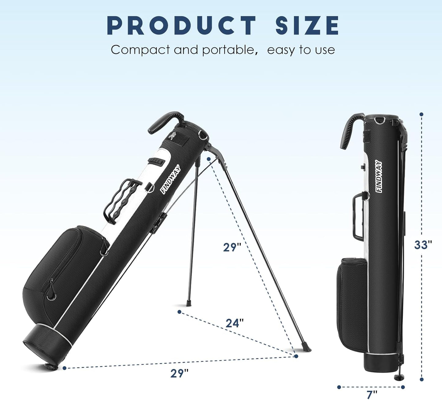 Findway Golf Stand Bag, Par 3 Golf Bag Pitch n Putt Small Golf Bag with Ball Holder and Cooler Bag, Lightweight Golf Carry Bag for Men Women