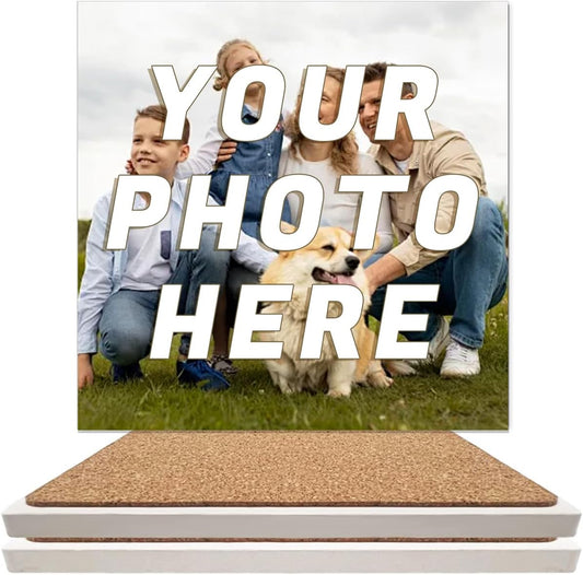 Custom Coasters, Personalized Ceramic Coasters for Crafts, Customized Drink Coaster with Your Photo, Text and Logo, for Weddings, Bars, Homes, Offices，Father's Day