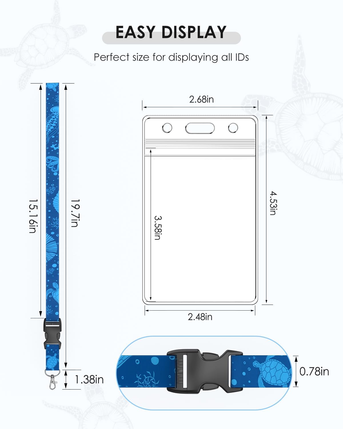 5 Pack Cruise Lanyards with Ocean Creature Design, Cruise Ship Lanyards with Waterproof ID Badge Holders for All Cruise Lines 2025, Light Blue