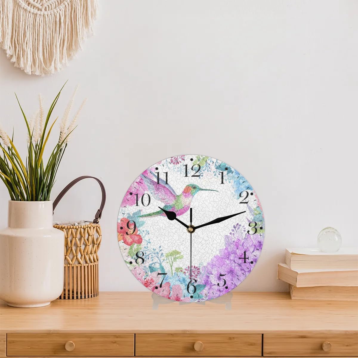 Birds and Flowers Wall Clock - Birds Silent Non Ticking Battery Operated, Modern Decorative Style Clock Easy to Read for Living Room Kitchen Bedrooms Office Home Decor Hallway