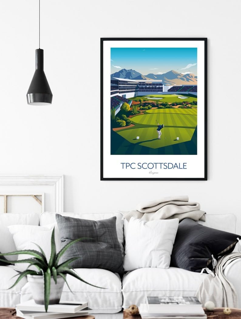 Nationcog TPC Scottsdale Golf Print Arizona - WM Phoenix Open - Stadium Course 16th Hole; TPC Scottsdale Golf Poster; Scottsdale Golf Course Art; Arizona Golf Artwork (Unframed) (27x40)
