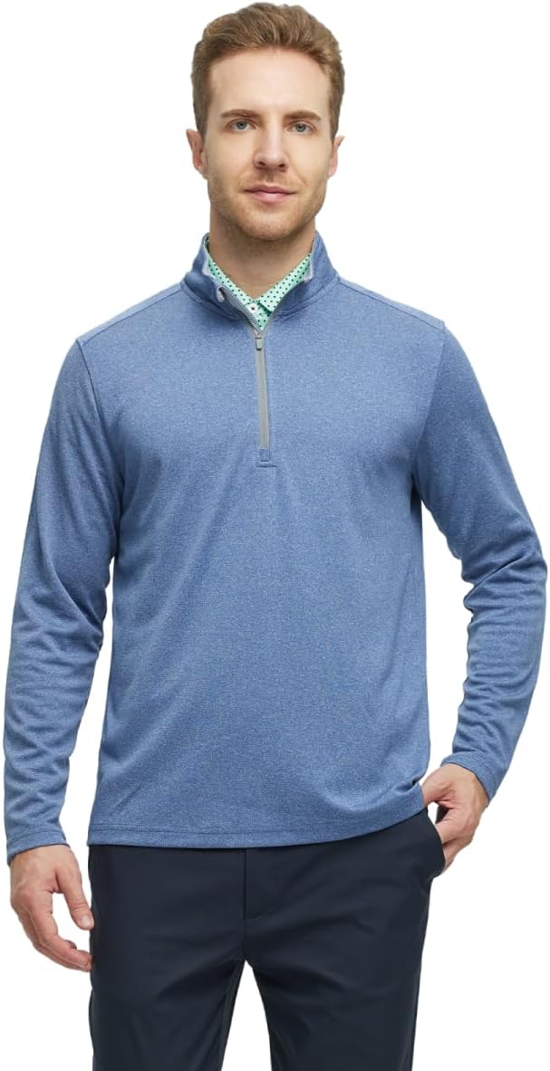 M MAELREG Quarter Zip Golf Pullover Men Dry Fit Long Sleeve Performance Wicking Mock Neck 1/4 Zip Pullover Mens Sweatshirt