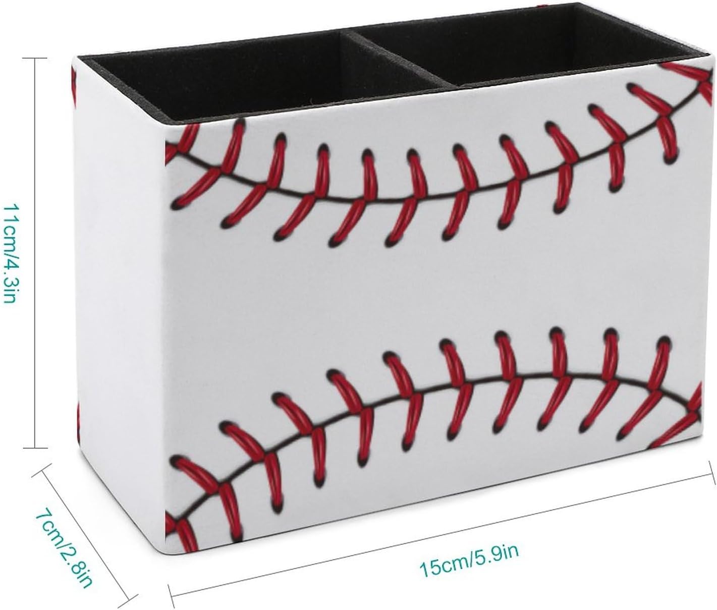 Pen Holder, Pencil Holder for Desk Organizer, Ball Baseball Stitches Sport PU Leather Pencil Cups Desktop Stationery Storage Makeup Brush Holder Pen Organizer for Office Home