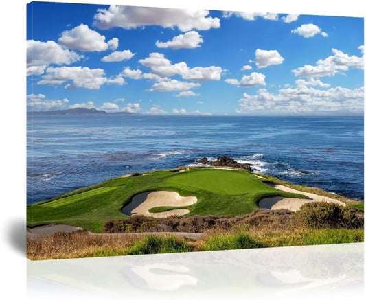 HJY Art USA California Golf Course Wall Art for Living Room Bedroom Golf landscape Canvas Wall Decor Blue Green Abstract Painting Poster for Home Decor Bathroom Office Artwork (24 x 36 inch)