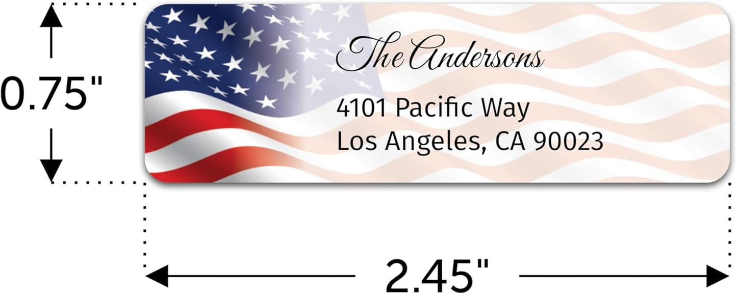 Personalized Patriotic Return Address Labels, Self-Adhesive Address Stickers on Sheets, 50-1000 Labels (Faded Flag)