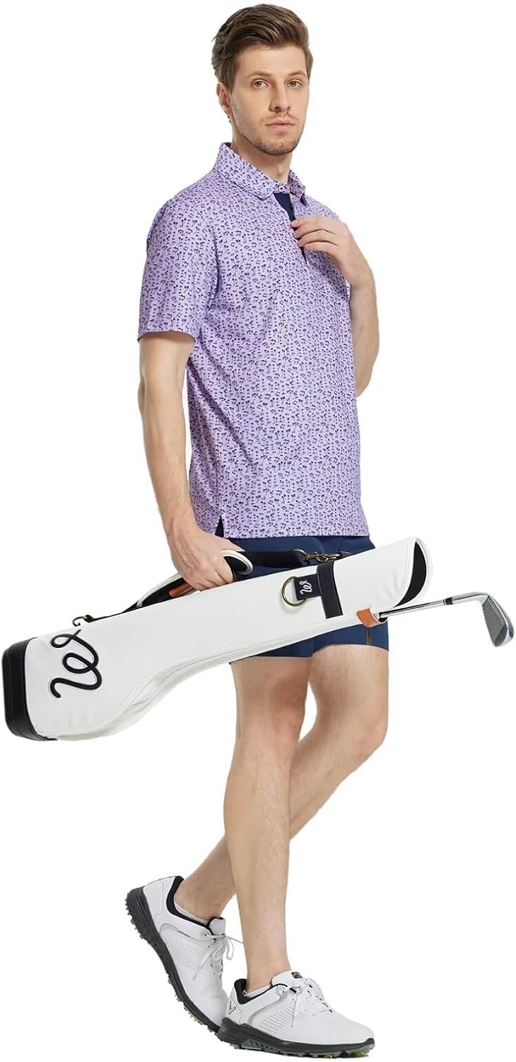 M MAELREG Mens Golf Shirt Short Sleeve Dry Fit Print Moisture Wicking Performance Patterns Collared Polo Shirt