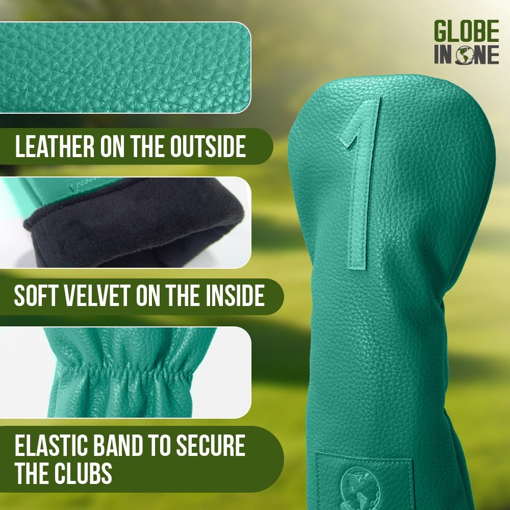 Premium Golf Club Head Covers Set of 4 Fits Drivers Fairways Hybrids 1, 3, 5 and X